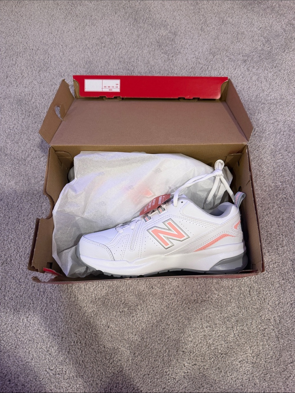 NWT New Balance 608 White & Coral Tennis Sneaker